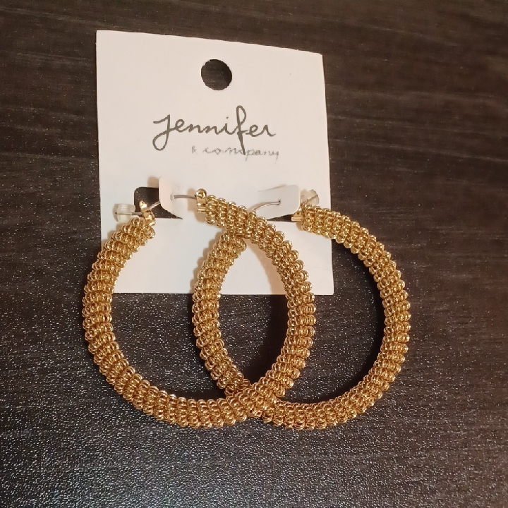 Gold Textured Hoop Earrings